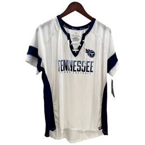 NFL Women's Short Sleeve Lace Neck Athena Jersey Ten. Titans - Regular